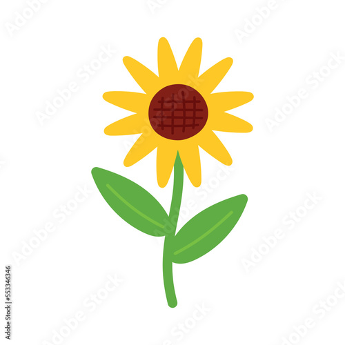Hand Drawn Sunflower Cartoon Vector Icon Clipart Illustration