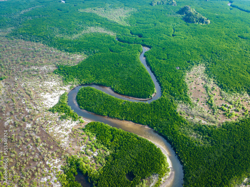 Aerial view of sand banks at Yong Ling Beach  Hat Yong Ling And Hat San  in Trang  Thailand