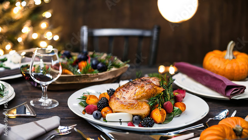 thanksgiving country dinner  Christmas dinner  Thanksgiving  Turkey  Generative AI
