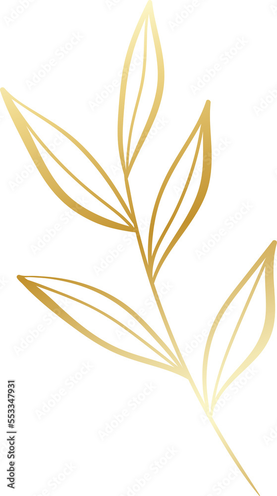 Gold winter botanical leaf branch