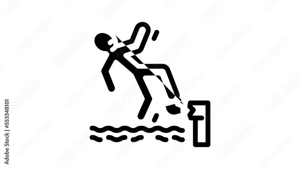 falling water man accident line icon animation falling water man accident line icon animation