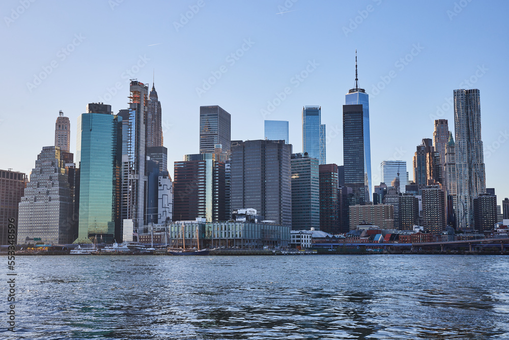 New York City skyline along water viewed from Brooklyn New York City skyline along water viewed from Brooklyn
