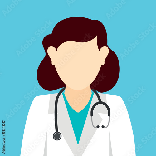 Female doctor avatar clipart icon vector in flat design
