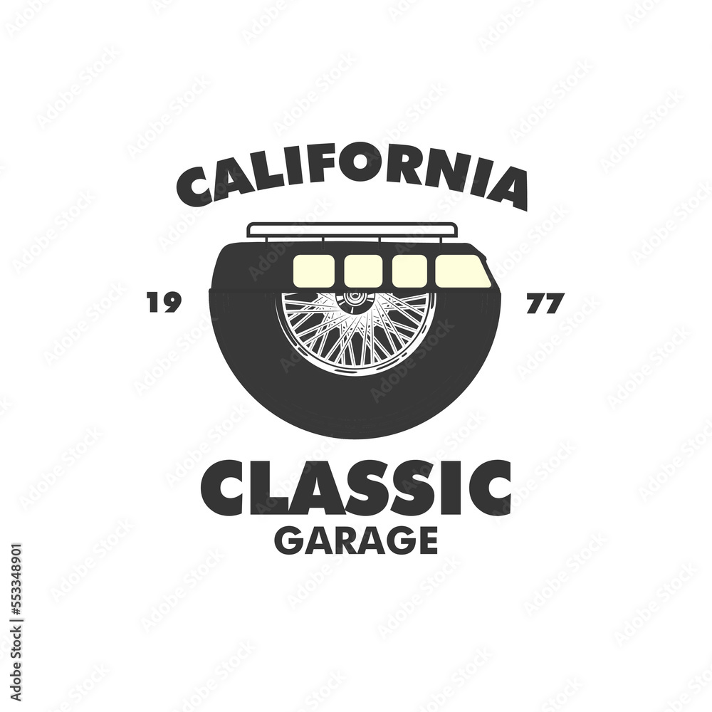 Obraz premium car design logo concept with half tyres