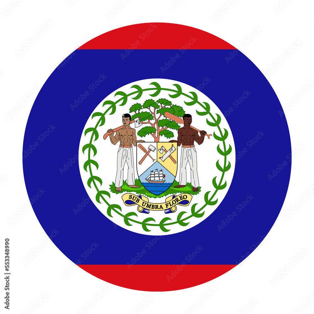 Belize Flat Rounded Flag with Transparent Background