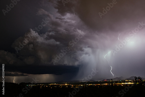 Night time lightning storm over Tucson, Arizona