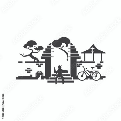 illustration of rest while cycling, vector art.