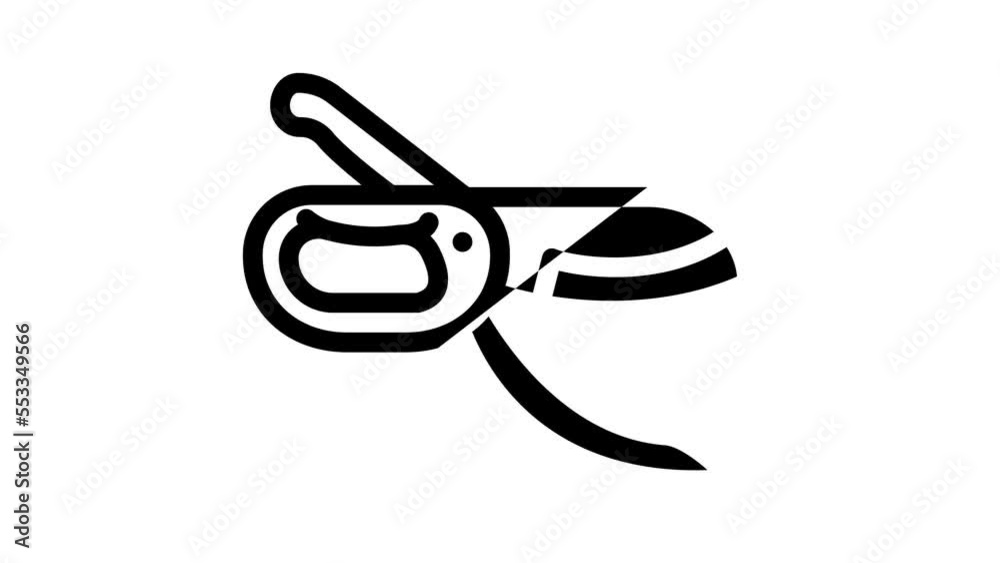 scissors lettuce line icon animation