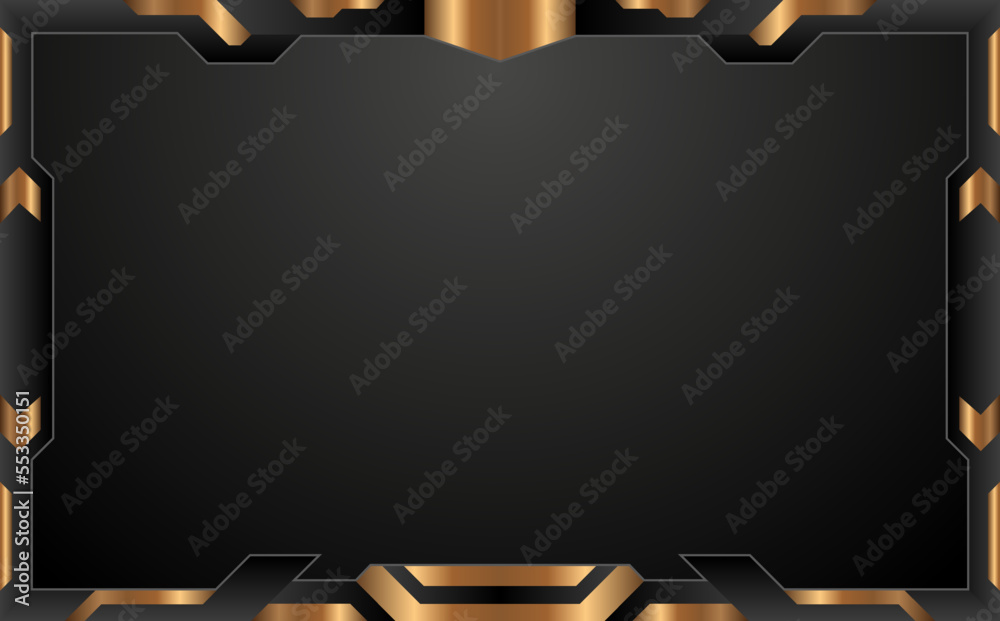 Abstract black and gold game overlay screen interface frame for live ...