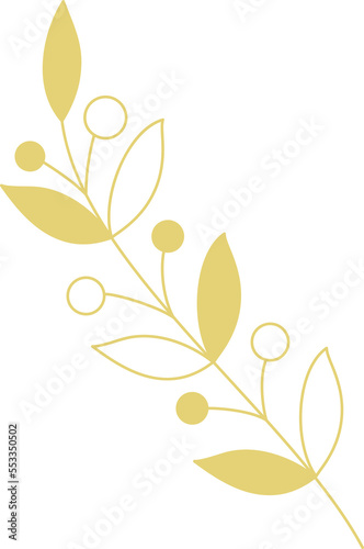 Gold leaf branch line art © TWINS DESIGN STUDIO