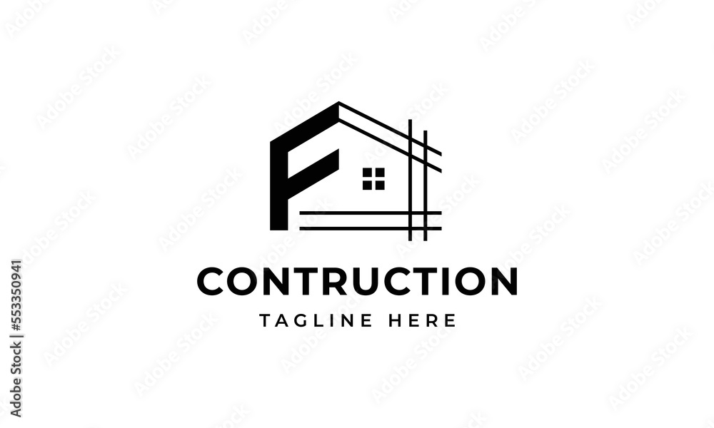 Fototapeta premium Initial letter f building contruction logo, icon, symbol