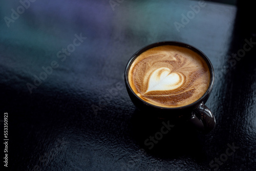 hot coffee latte art heart shape 