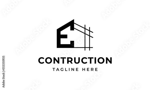 Initial letter e building contruction logo, icon, symbol