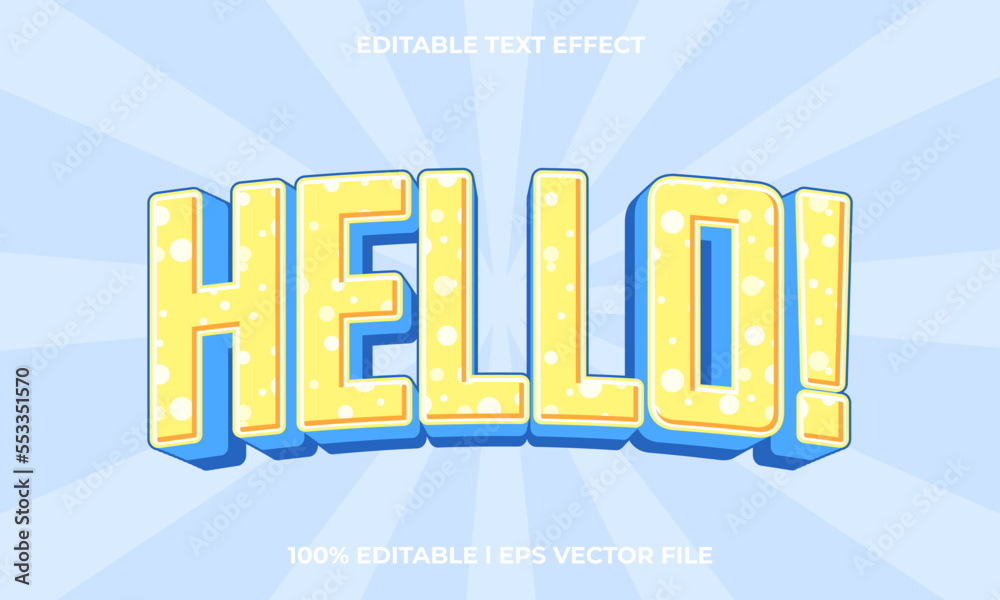 hello text effect editable modern lettering typography font style ...