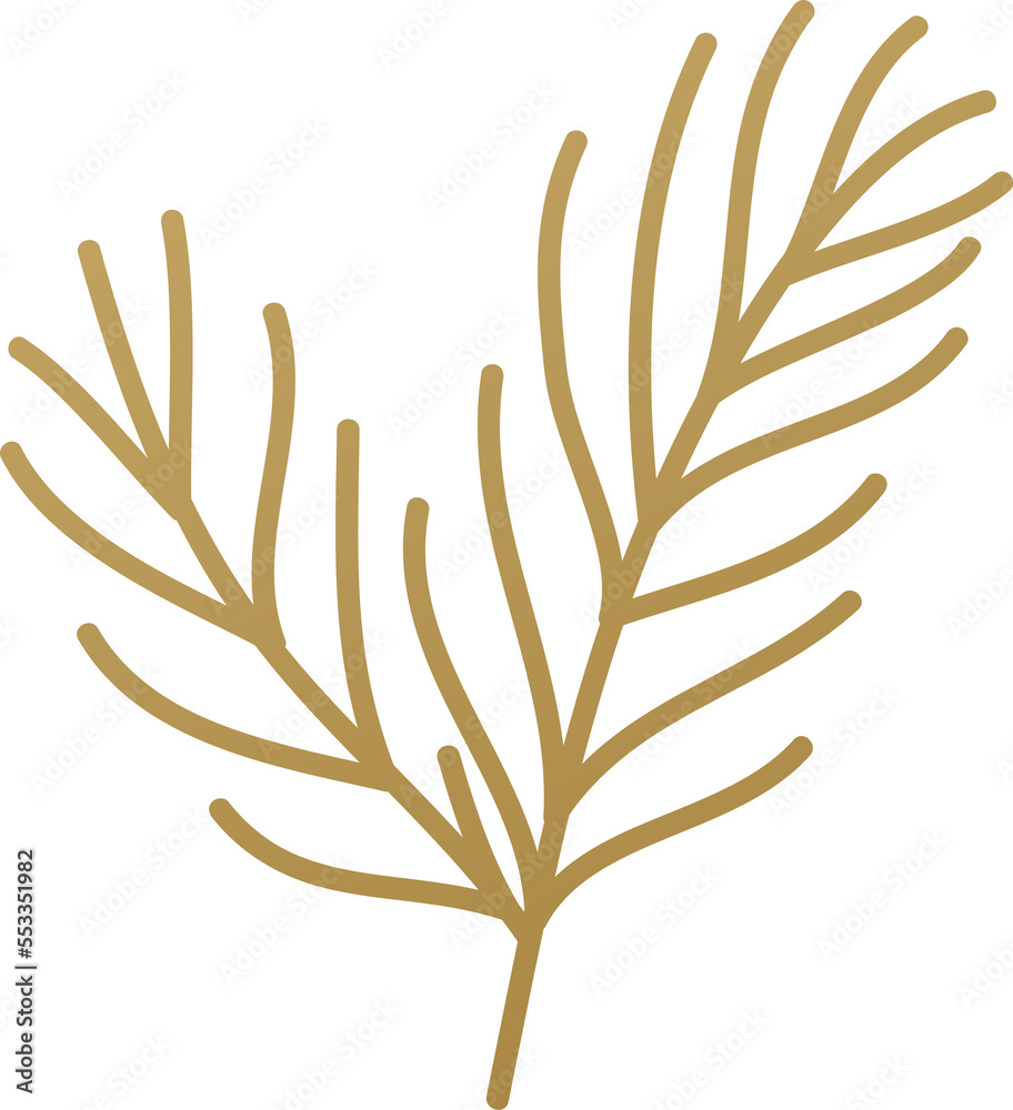 Gold pine leaf branch line art