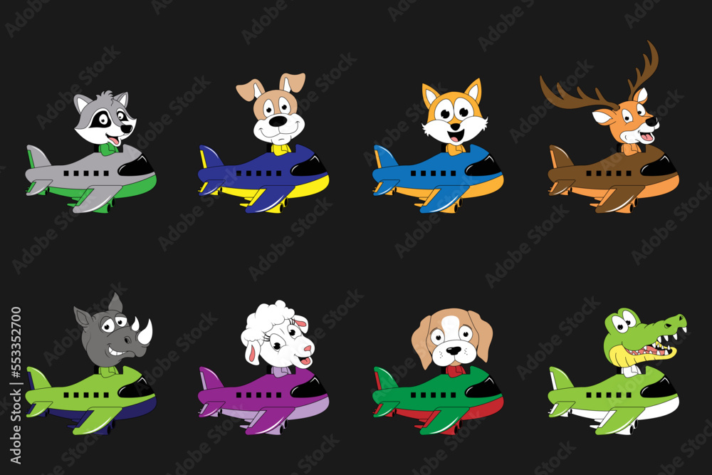 cute animal cartoon ride plane cute animal cartoon ride plane