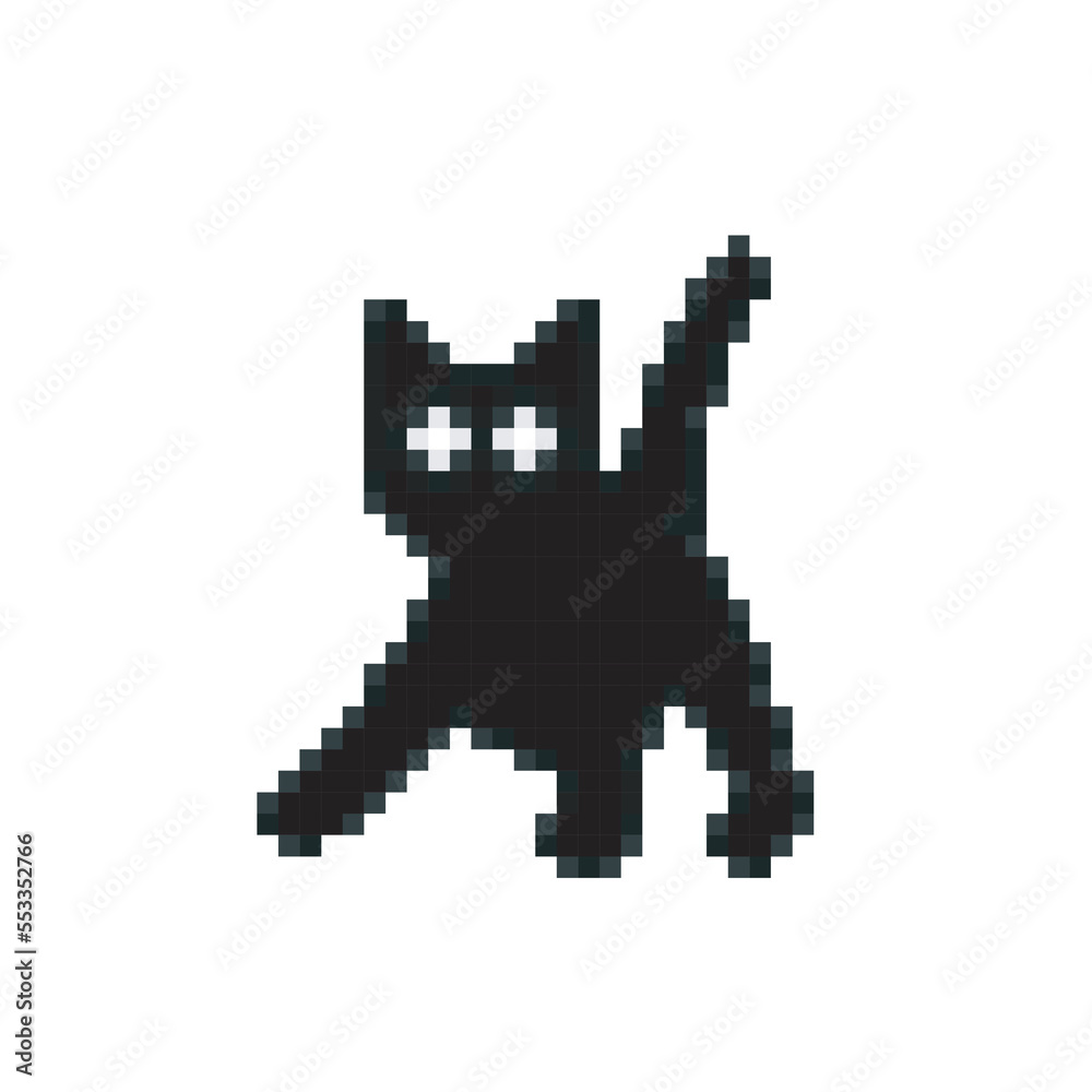 Black cat, pixel art meme