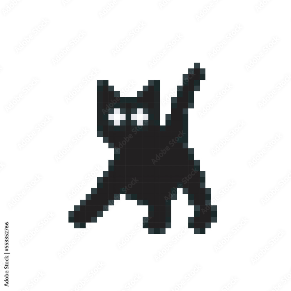 Black Cat Pixel Art Meme Stock Vector Adobe Stock Black Cat Pixel Art Meme Stock Vector Adobe Stock
