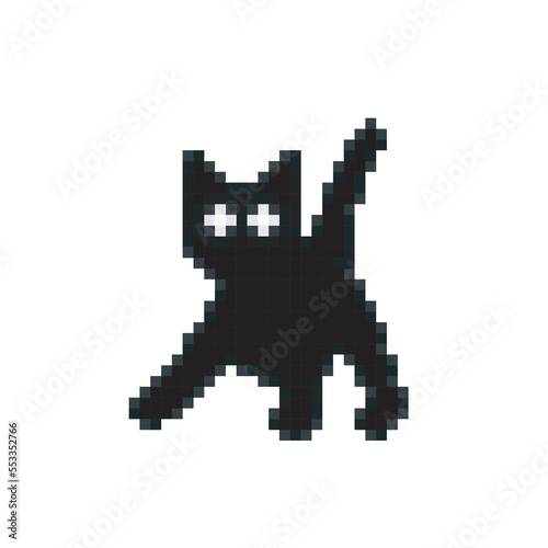 16 Bit Art  Black Cat Pixel Art