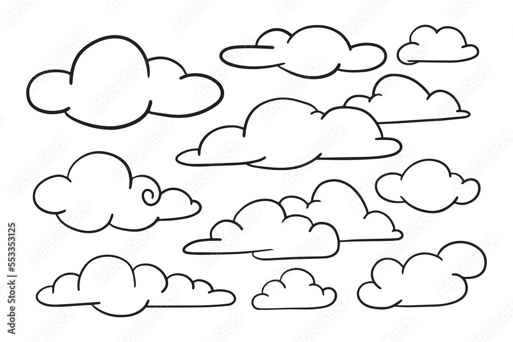 doodle set of clouds, vector illustration. doodle set of clouds, vector illustration.