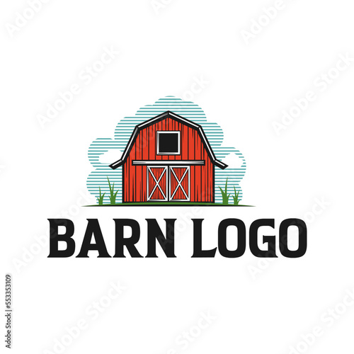 red farm barn house logo design