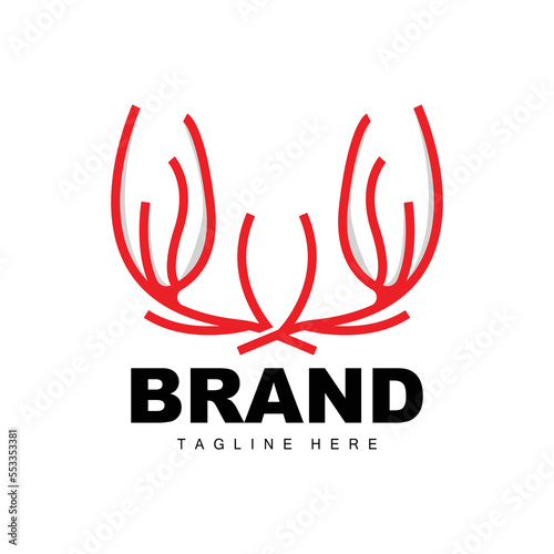 Deer Antler Logo, Antler Icon Illustration, Christmas Santa Animal Vector, Brand Design