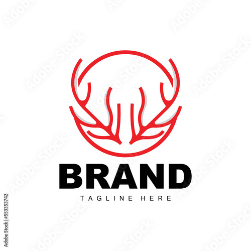 Deer Antler Logo, Antler Icon Illustration, Christmas Santa Animal Vector, Brand Design