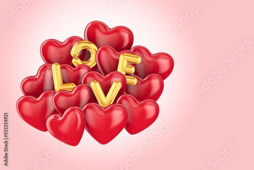 hearts on pink background. ...