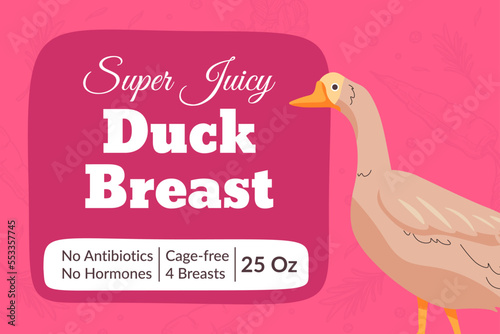 Super juicy duck breast, meat product package