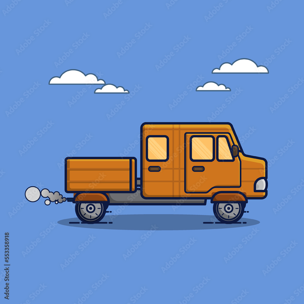 Flat design illustration of old pickup truck