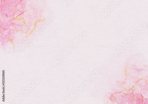 Pink pastel watercolor stains and splatter grunge background texture. paper textured for design templates invitation card