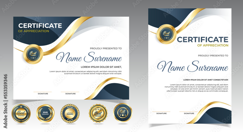Professional diploma certificate template in modern style. certificate ...