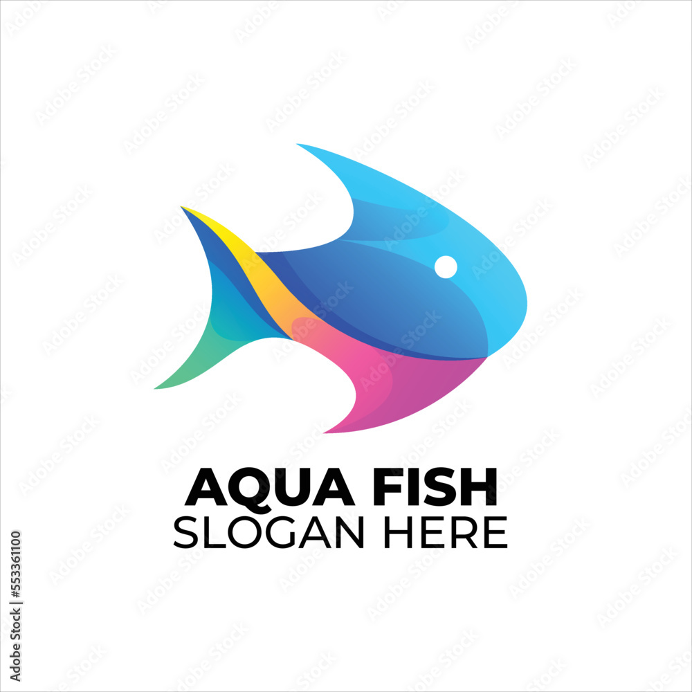 aqua fish logo colorful gradient style