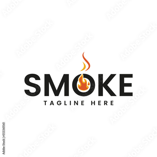 Smoke fire logo design inspiration, watermark logo on white background,symbol,design vector template