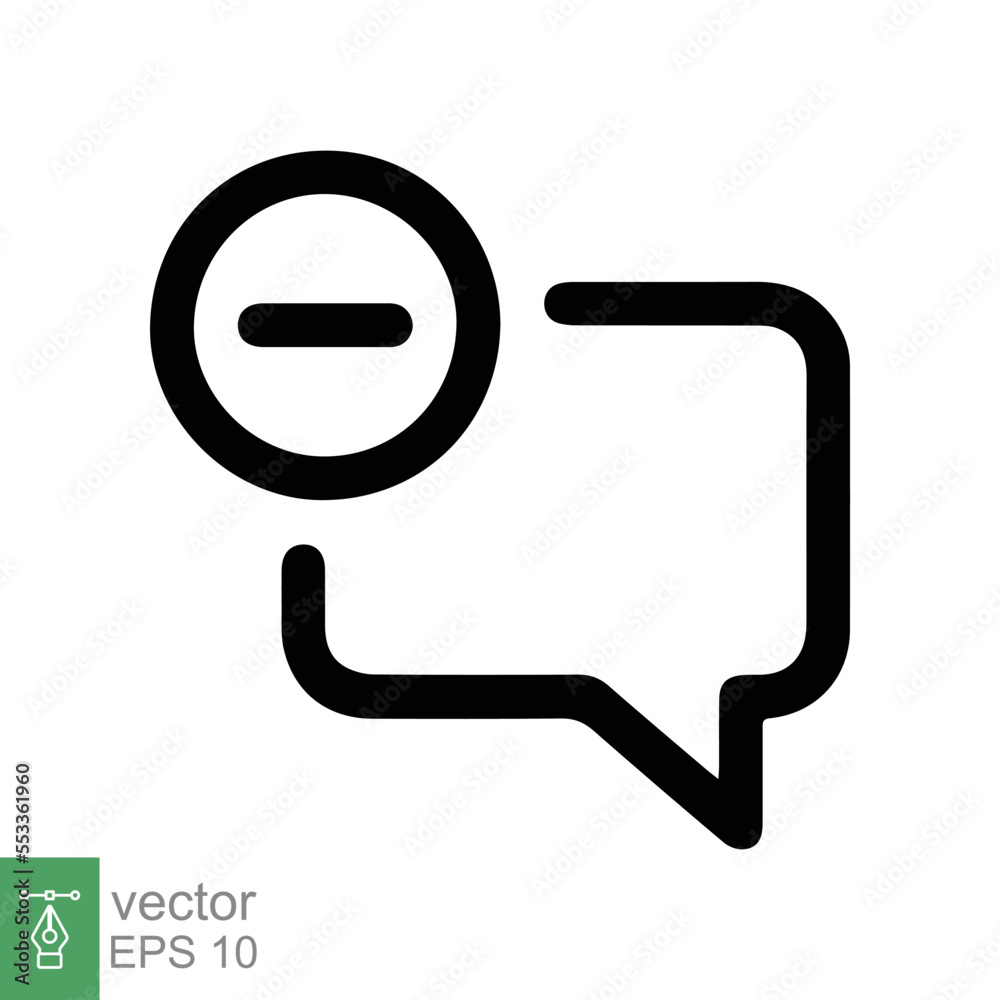 Cancel comment icon. Simple flat style. Remove, delete chat box, speech ...