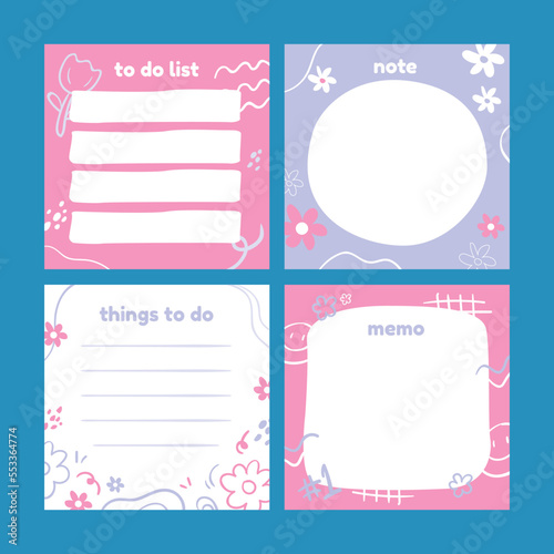 Collection of cute memo and notes template
