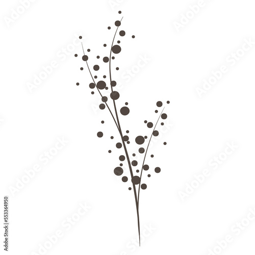  Drawing of leafy branches  Floral silhouettes set design.  isolated on white background. Vecor illustration 01