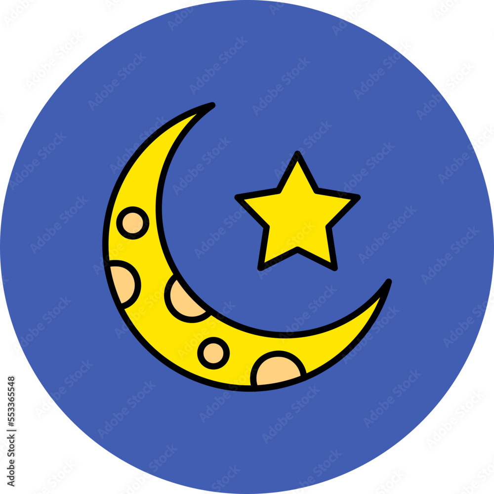 Crescent Moon Multicolor Circle Filled Line Icon Crescent Moon Multicolor Circle Filled Line Icon