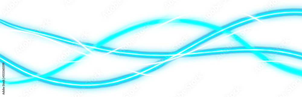 Obraz premium Curved blue neon abstract light rays