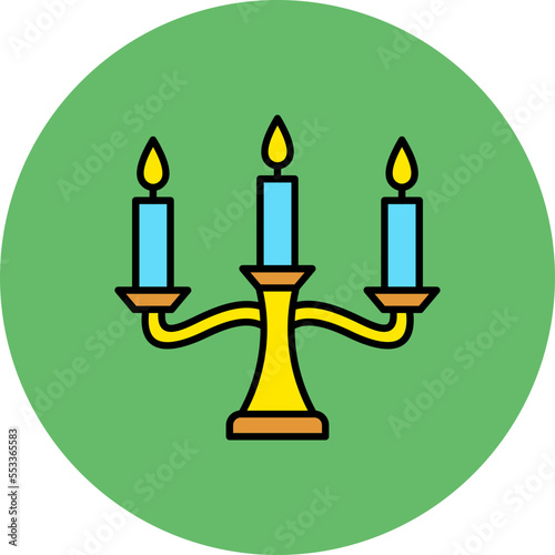 Candle Multicolor Circle Filled Line Icon