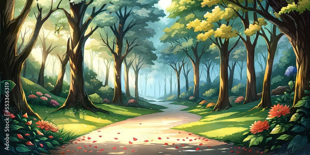 2D Visual Novel: Fantasy Nature Vol. 1 - Stylized Anime Background