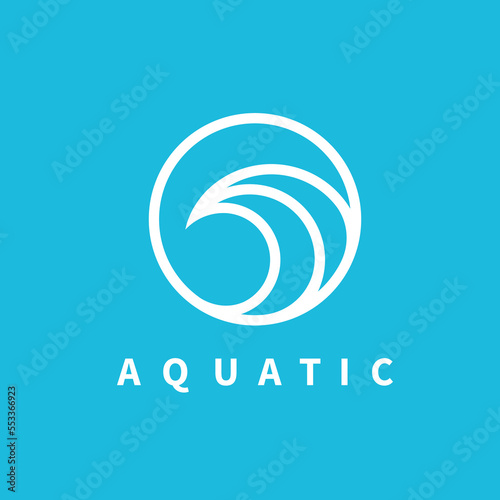 water wave line circle icon vector concept design template