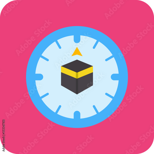 Qibla Multicolor Round Corner Flat Icon