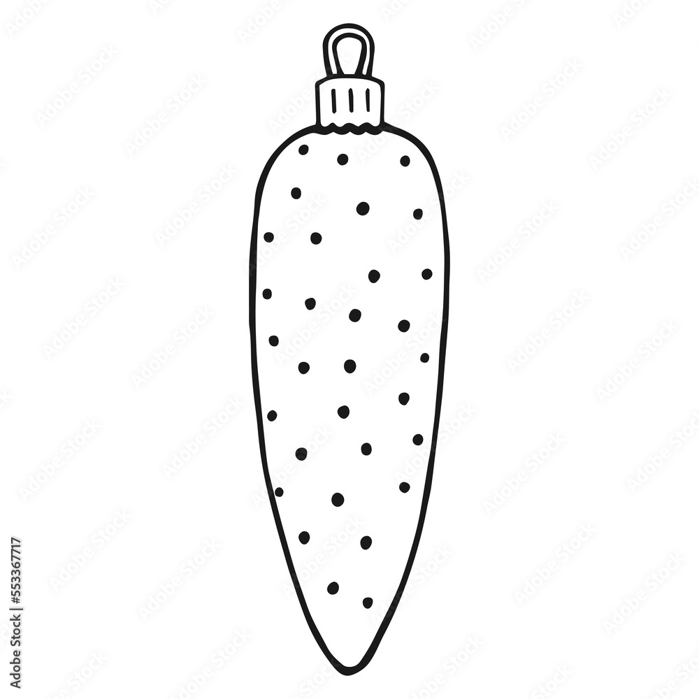 Christmas baubles. Decoration isolated elements. Hand drawn vector illustration.