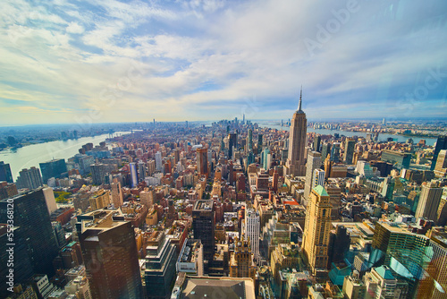 Stunning Manhattan overlook high up wide angle showing all of New York City © Nicholas J. Klein