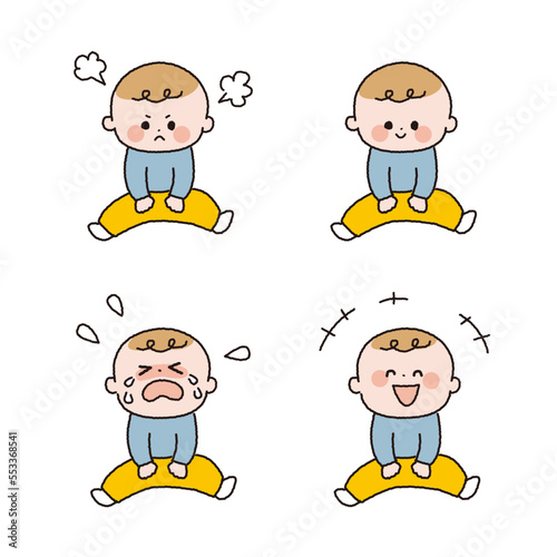 喜怒哀楽赤ちゃんのカラー線画セット