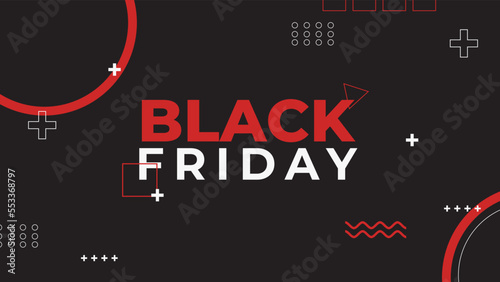 Black Friday typography banner. Black Friday modern linear typography text illustration isolated on black background. Design template for Black Friday sale banner.