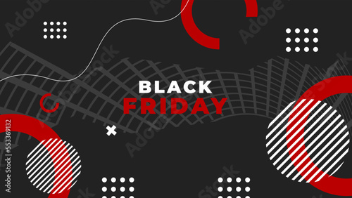 Black Friday typography banner. Black Friday modern linear typography text illustration isolated on black background. Design template for Black Friday sale banner.