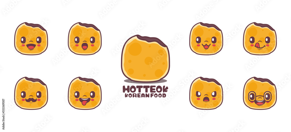 Hotteok cartoon. korean food vector illustration Hotteok cartoon. korean food vector illustration