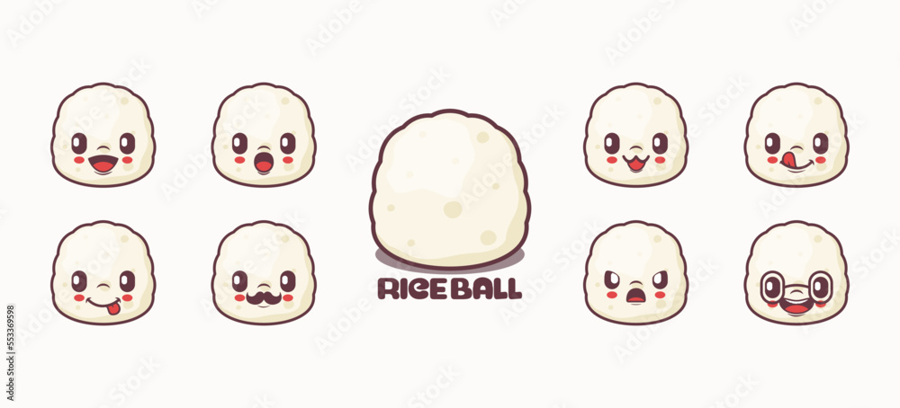 rice ball cartoon. food vector illustration